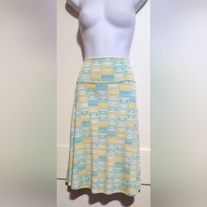 🛍️ BUNDLE ONLY 🛍️Retro Cassette Print Midi Skirt in Pastel Yellow & Mint